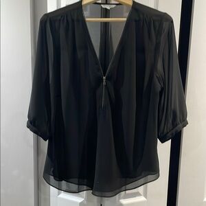 Black Blouse with Front Zipper